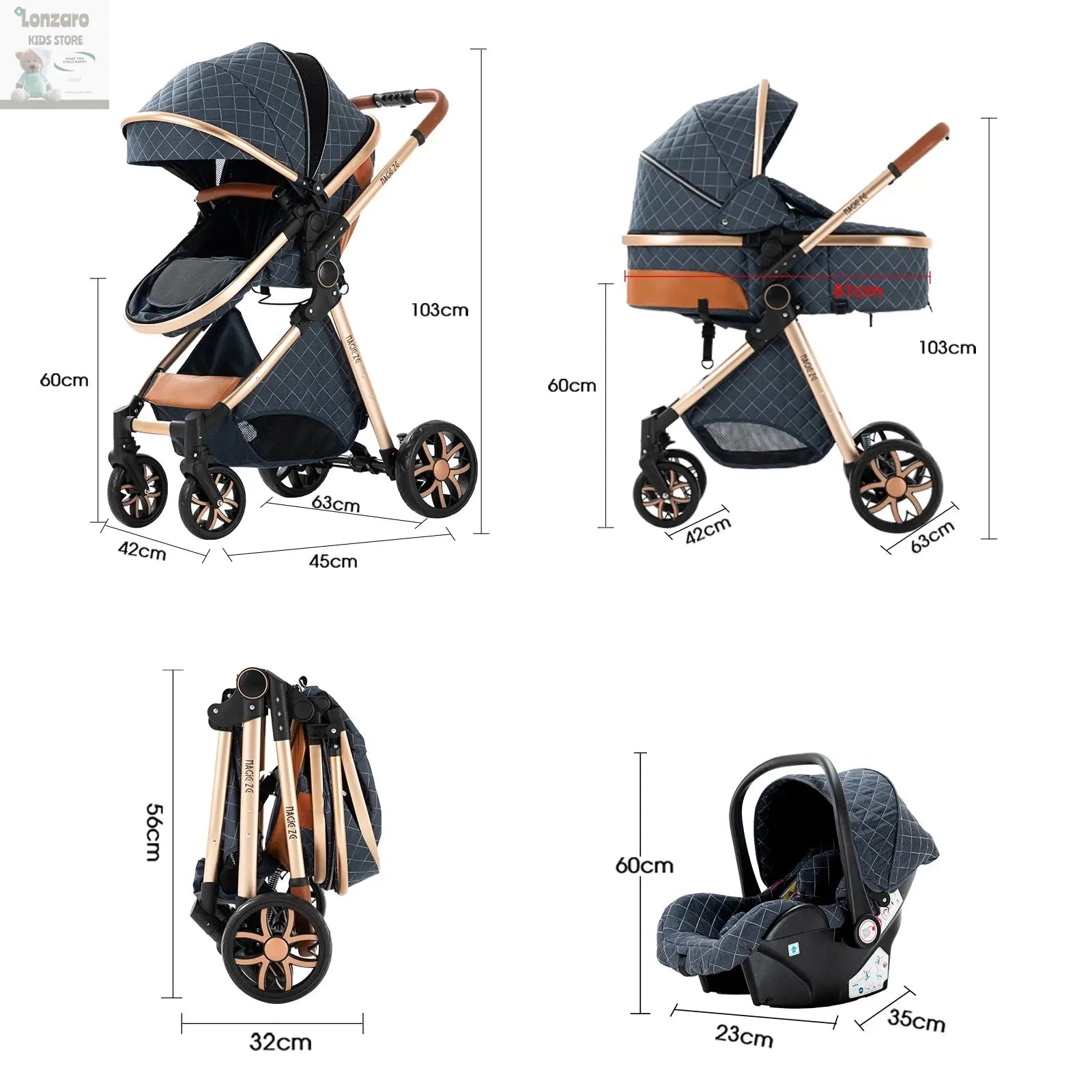 Lightweight Kinderwagen 3-IN-1 Luxury - Lonzaro Kids