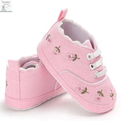 Meckior Newborn Baby Girl Casual Canvas Shoes Flower Cotton Sole Non-slip Baby Shoes Female Infant First Walkers Crib Shoes Lonzaro Kids