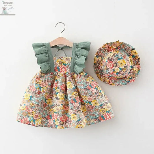 Meisjes - Jurkje met Vleugels en Bloemen Lonzaro Kids