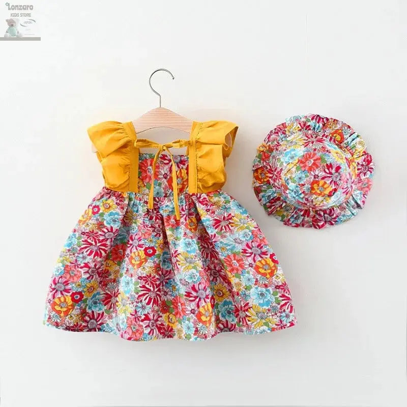 Meisjes - Jurkje met Vleugels en Bloemen Lonzaro Kids