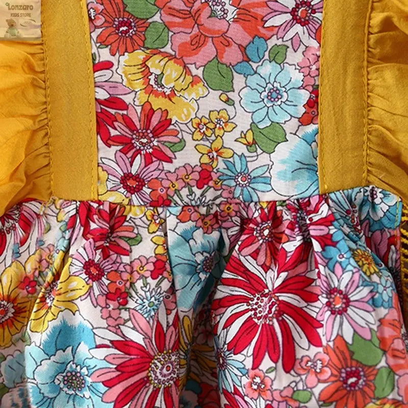 Meisjes - Jurkje met Vleugels en Bloemen Lonzaro Kids