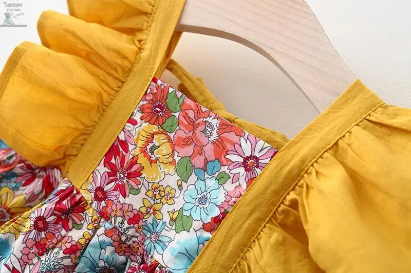 Meisjes - Jurkje met Vleugels en Bloemen Lonzaro Kids