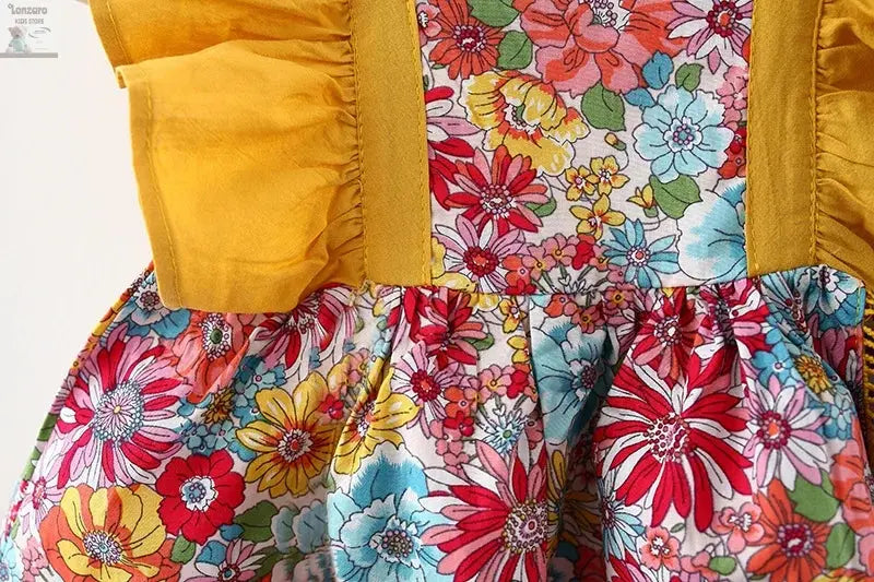Meisjes - Jurkje met Vleugels en Bloemen Lonzaro Kids