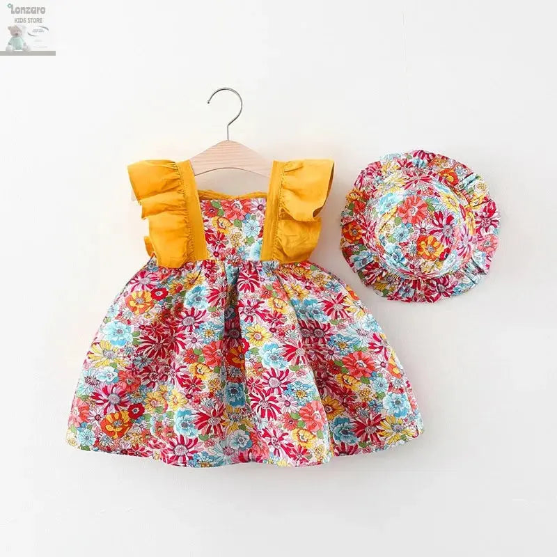 Meisjes - Jurkje met Vleugels en Bloemen Lonzaro Kids