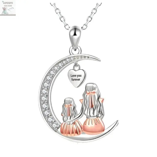 Moeder Dochter Maan Hanger Ketting - Lonzaro Kids