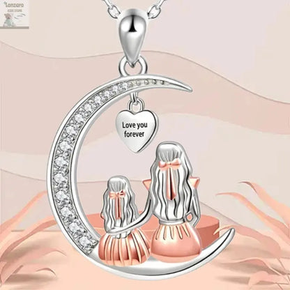Moeder Dochter Maan Hanger Ketting - Lonzaro Kids