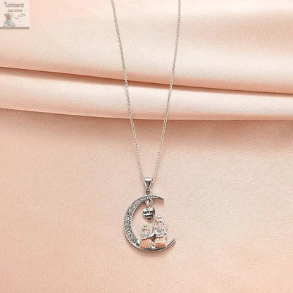 Moeder Dochter Maan Hanger Ketting - Lonzaro Kids
