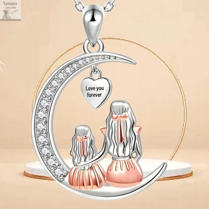 Moeder Dochter Maan Hanger Ketting - Lonzaro Kids