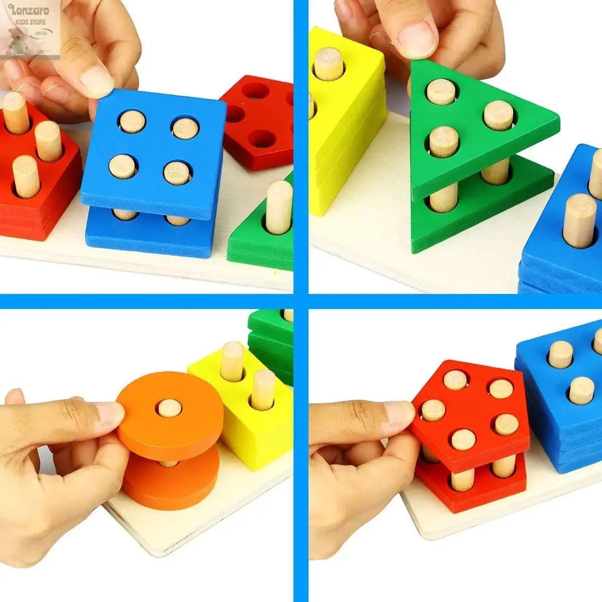 Montessori Wooden Educational Toys for Children 1 2Y Baby Shape Color Sorter Block Puzzles Toddler Large Geometric Stacking Toys Lonzaro Kids