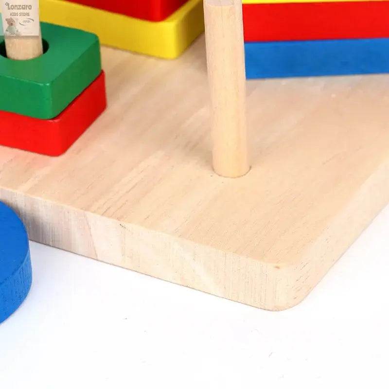 Montessori Wooden Educational Toys for Children 1 2Y Baby Shape Color Sorter Block Puzzles Toddler Large Geometric Stacking Toys Lonzaro Kids