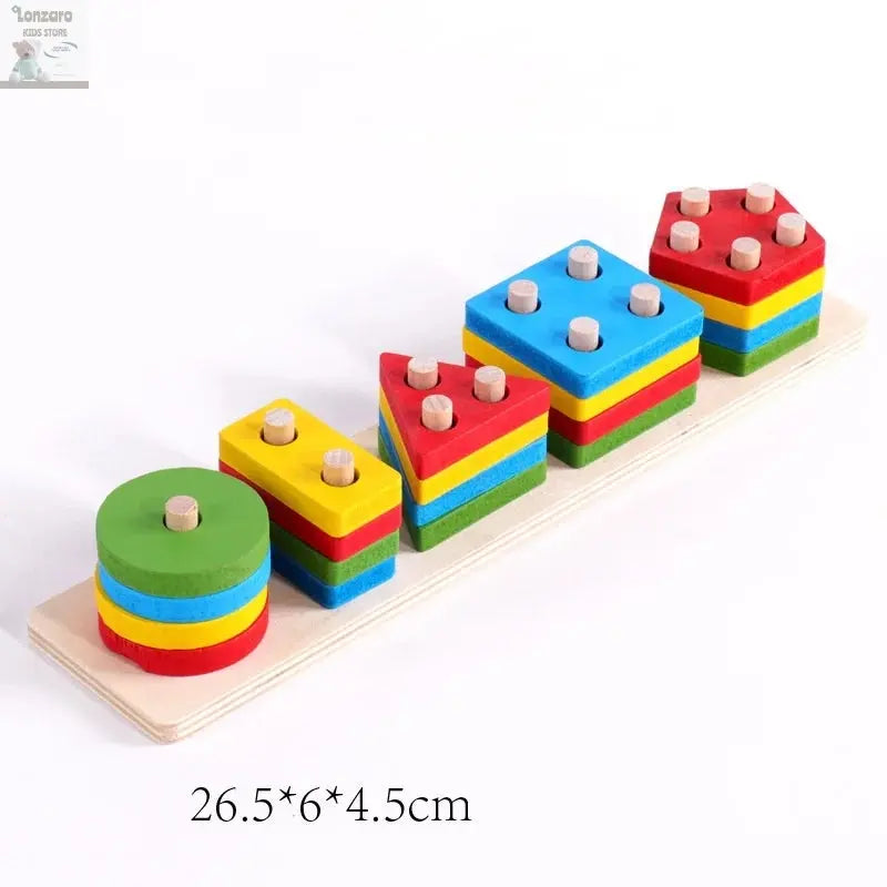 Montessori Wooden Educational Toys for Children 1 2Y Baby Shape Color Sorter Block Puzzles Toddler Large Geometric Stacking Toys Lonzaro Kids