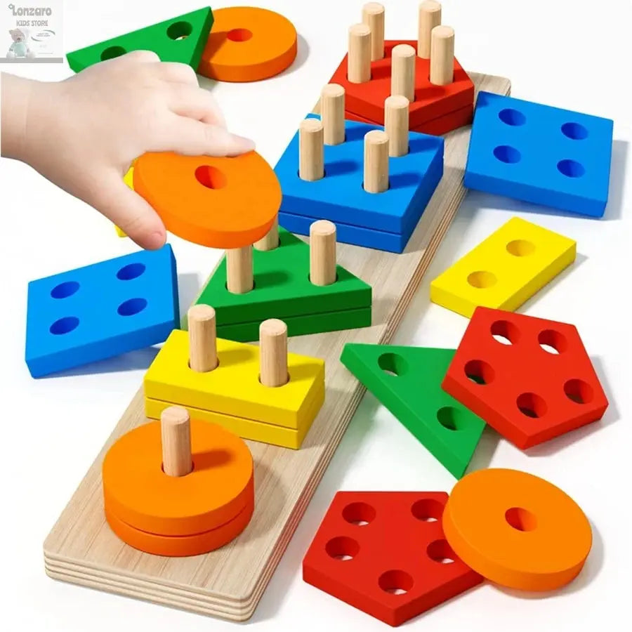 Montessori Wooden Sorting Stacking Toys Puzzle For Toddlers And Kids Preschool Fine Motor Skill Toy For 1 Years Lonzaro Kids