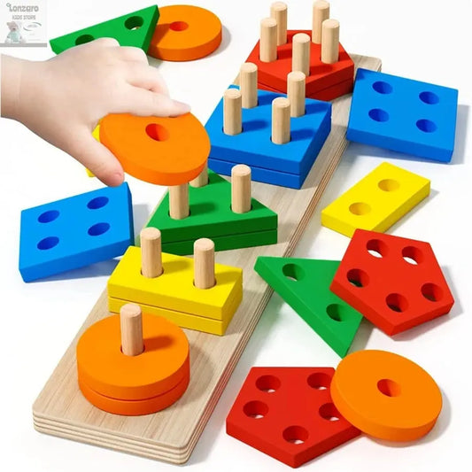 Montessori Wooden Sorting Stacking Toys Puzzle For Toddlers And Kids Preschool Fine Motor Skill Toy For 1 Years Lonzaro Kids