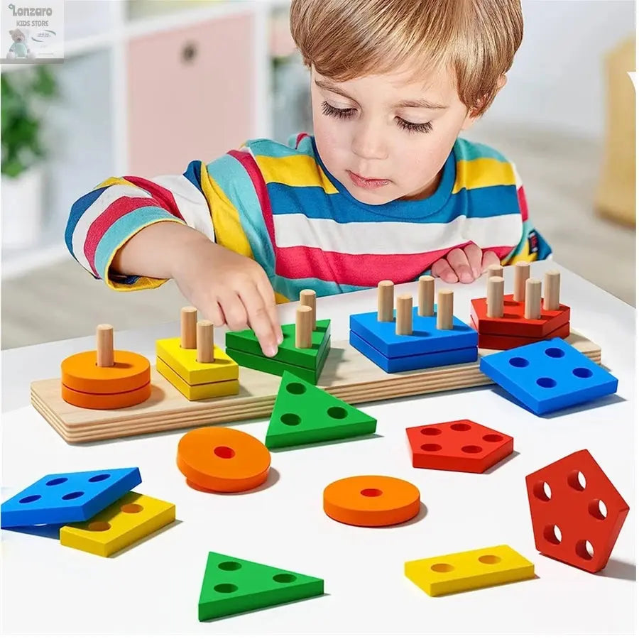 Montessori Wooden Sorting Stacking Toys Puzzle For Toddlers And Kids Preschool Fine Motor Skill Toy For 1 Years Lonzaro Kids