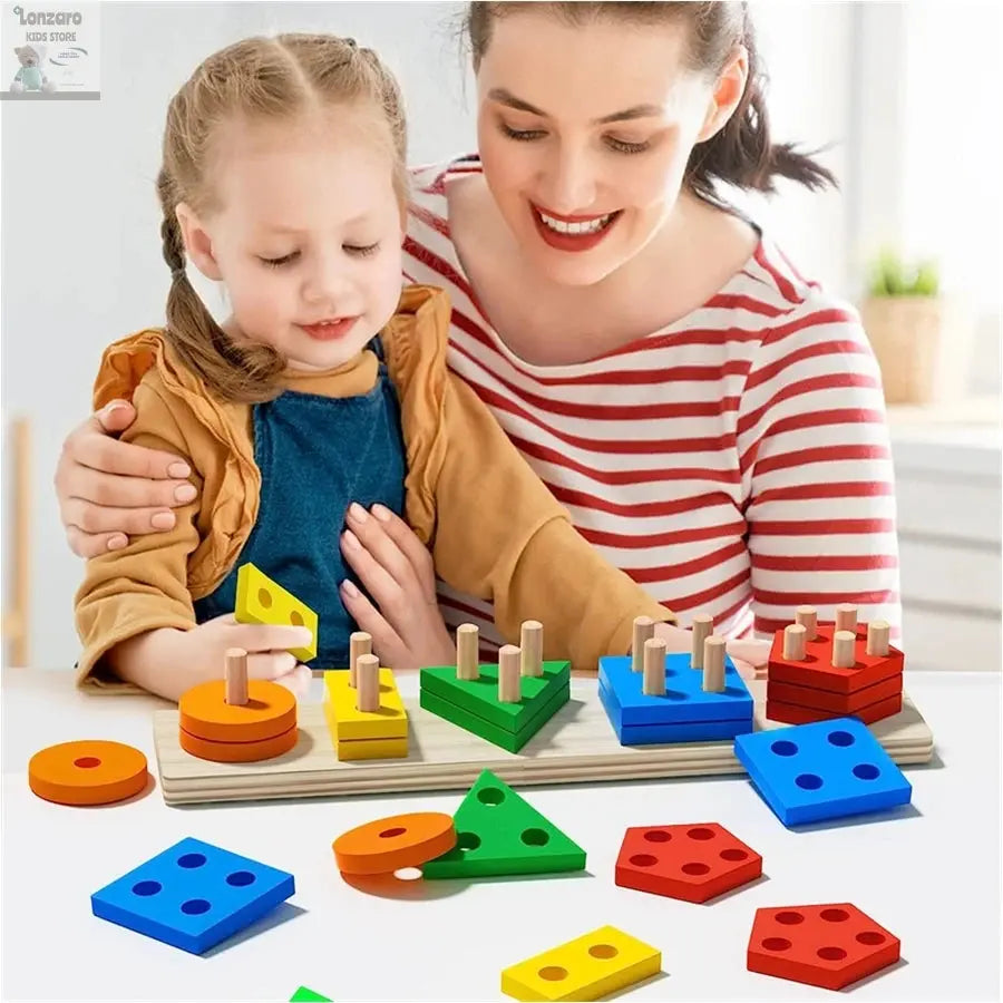 Montessori Wooden Sorting Stacking Toys Puzzle For Toddlers And Kids Preschool Fine Motor Skill Toy For 1 Years Lonzaro Kids
