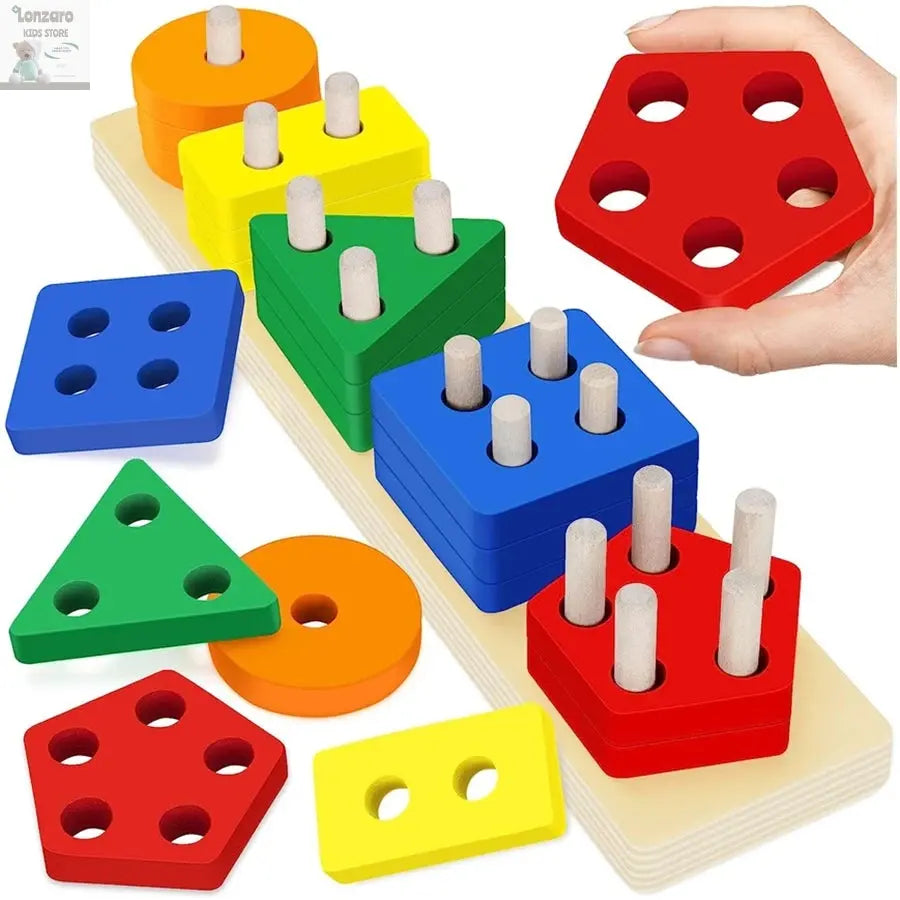 Montessori Wooden Sorting Stacking Toys Puzzle For Toddlers And Kids Preschool Fine Motor Skill Toy For 1 Years Lonzaro Kids