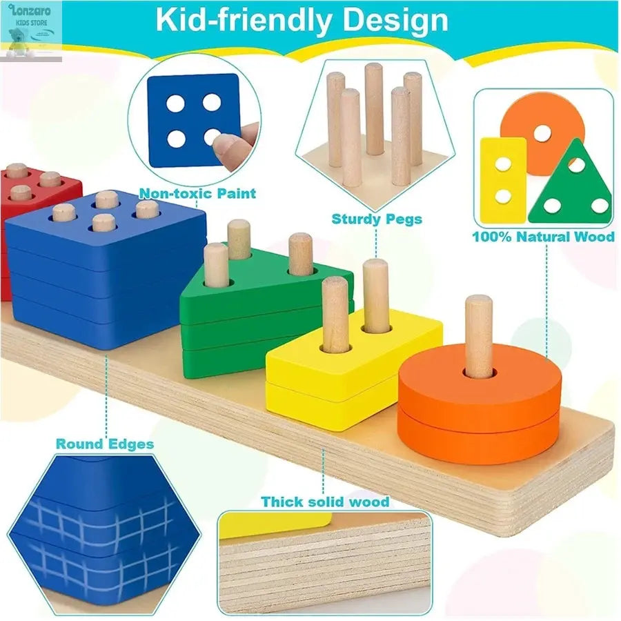 Montessori Wooden Sorting Stacking Toys Puzzle For Toddlers And Kids Preschool Fine Motor Skill Toy For 1 Years Lonzaro Kids