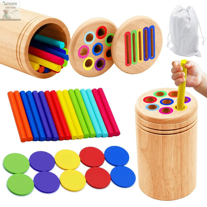 Montessori Wooden Toys Color Sorting Fine Motor Toys Shape Matching Sensory Toys Early Educational Puzzle Toys for Toddlers Lonzaro Kids