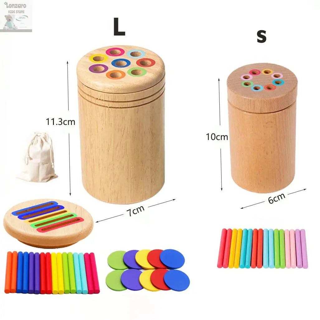 Montessori Wooden Toys Color Sorting Fine Motor Toys Shape Matching Sensory Toys Early Educational Puzzle Toys for Toddlers Lonzaro Kids
