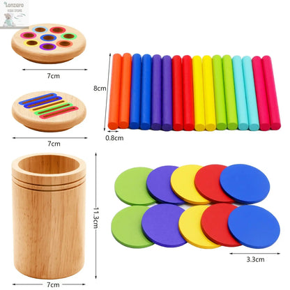 Montessori Wooden Toys Color Sorting Fine Motor Toys Shape Matching Sensory Toys Early Educational Puzzle Toys for Toddlers Lonzaro Kids