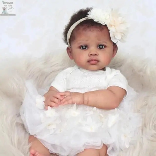 NPK 24inch Dark Brown Skin Reborn Baby Doll lifelike real baby doll Rooted hair Art Made 3D Skin Lifelike Baby Collectible Doll Lonzaro Kids