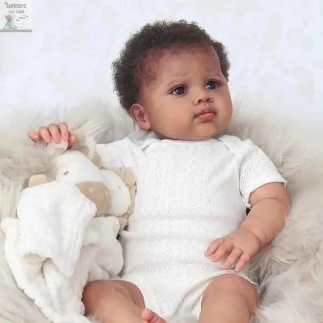 NPK 24inch Dark Brown Skin Reborn Baby Doll lifelike real baby doll Rooted hair Art Made 3D Skin Lifelike Baby Collectible Doll Lonzaro Kids