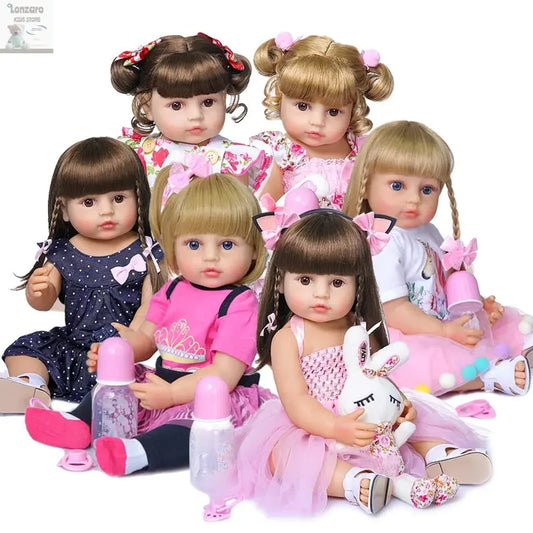 NPK 50CM Full Body Soft Silicone Popular Sweet Face Reborn Toddler Baby Girl Doll Birthday Christmas Gift High Quality Doll Lonzaro Kids