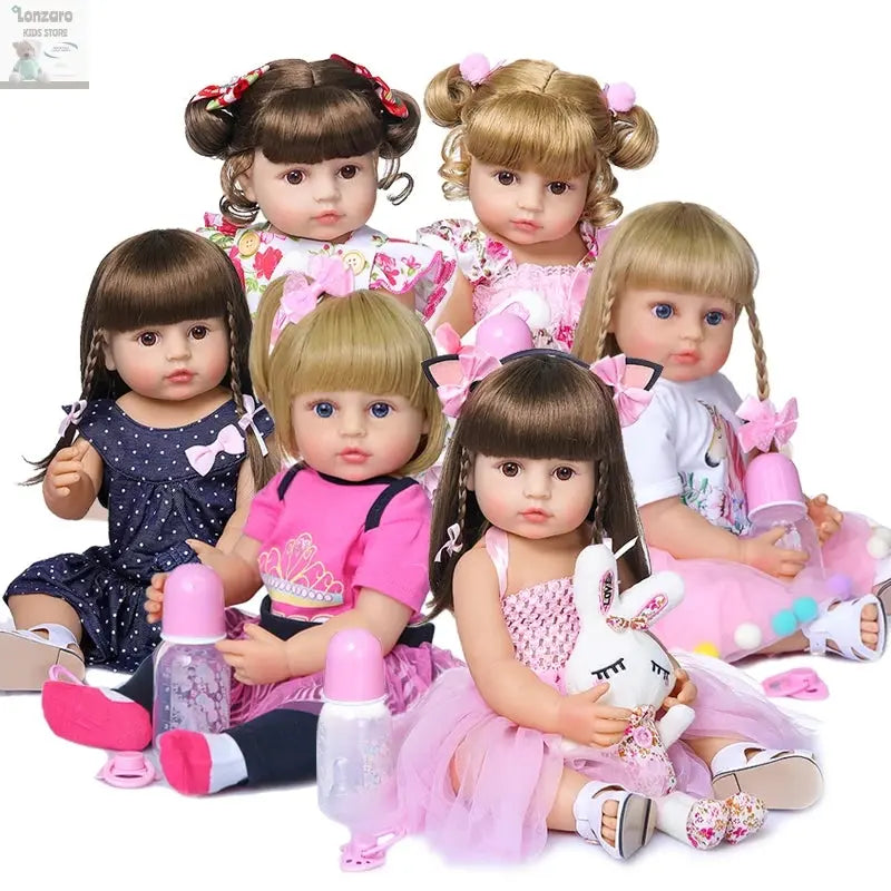 NPK 50CM Full Body Soft Silicone Popular Sweet Face Reborn Toddler Baby Girl Doll Birthday Christmas Gift High Quality Doll Lonzaro Kids
