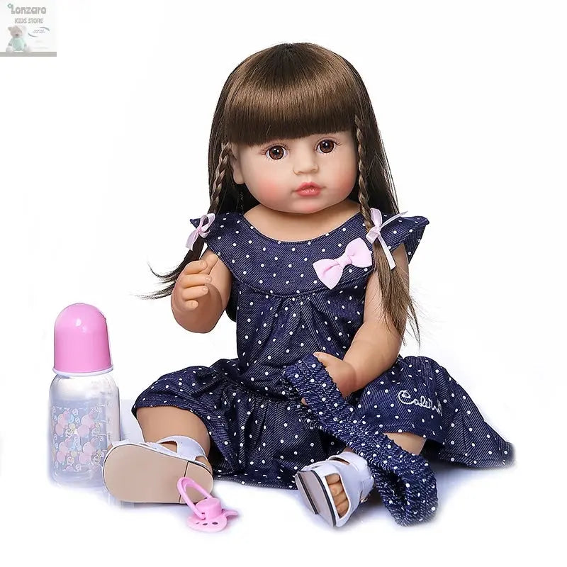 NPK 50CM Full Body Soft Silicone Popular Sweet Face Reborn Toddler Baby Girl Doll Birthday Christmas Gift High Quality Doll Lonzaro Kids