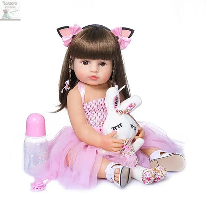 NPK 50CM Full Body Soft Silicone Popular Sweet Face Reborn Toddler Baby Girl Doll Birthday Christmas Gift High Quality Doll Lonzaro Kids