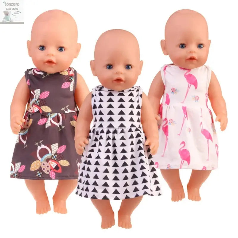 New 43 cm Born Baby Doll Clothes Hat Dress For 18 Inch 1/3 BJD Dolls White Sock Underwear For Girl Lonzaro Kids