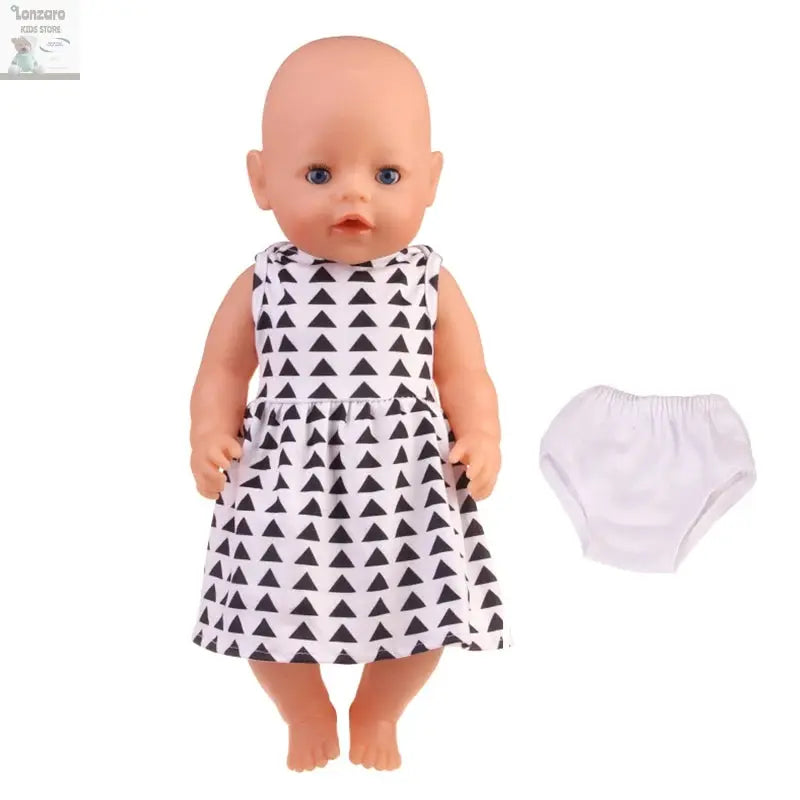New 43 cm Born Baby Doll Clothes Hat Dress For 18 Inch 1/3 BJD Dolls White Sock Underwear For Girl Lonzaro Kids
