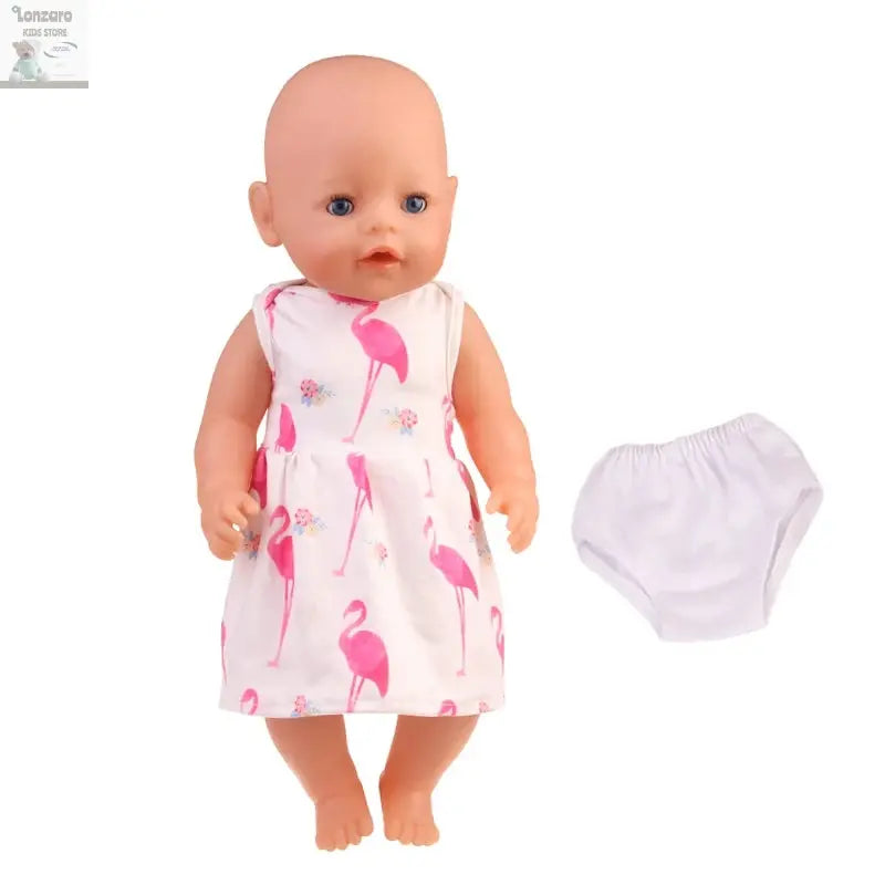 New 43 cm Born Baby Doll Clothes Hat Dress For 18 Inch 1/3 BJD Dolls White Sock Underwear For Girl Lonzaro Kids