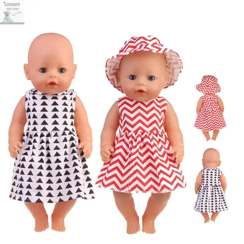 New 43 cm Born Baby Doll Clothes Hat Dress For 18 Inch 1/3 BJD Dolls White Sock Underwear For Girl Lonzaro Kids