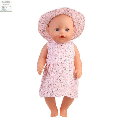 New 43 cm Born Baby Doll Clothes Hat Dress For 18 Inch 1/3 BJD Dolls White Sock Underwear For Girl Lonzaro Kids