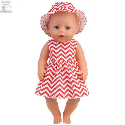 New 43 cm Born Baby Doll Clothes Hat Dress For 18 Inch 1/3 BJD Dolls White Sock Underwear For Girl Lonzaro Kids