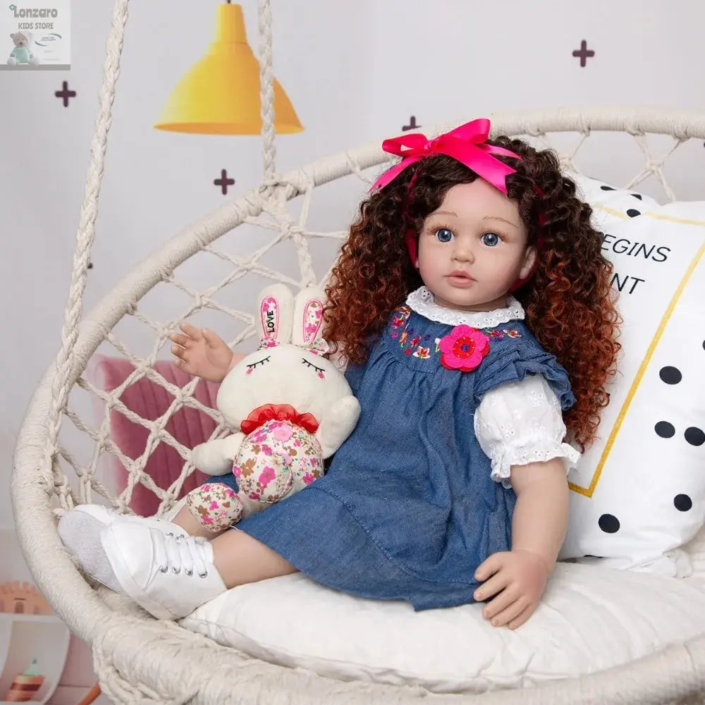 New Design Density Curls As Princess Reborn Baby Dolls Lifelike 60 CM Toddler Bebe Dolls Toy Kids Cosplay Playmate Birthday Gift Lonzaro Kids