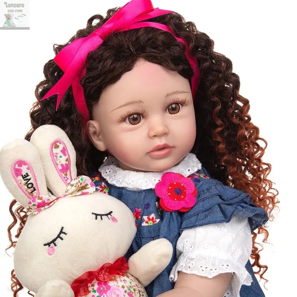 New Design Density Curls As Princess Reborn Baby Dolls Lifelike 60 CM Toddler Bebe Dolls Toy Kids Cosplay Playmate Birthday Gift Lonzaro Kids