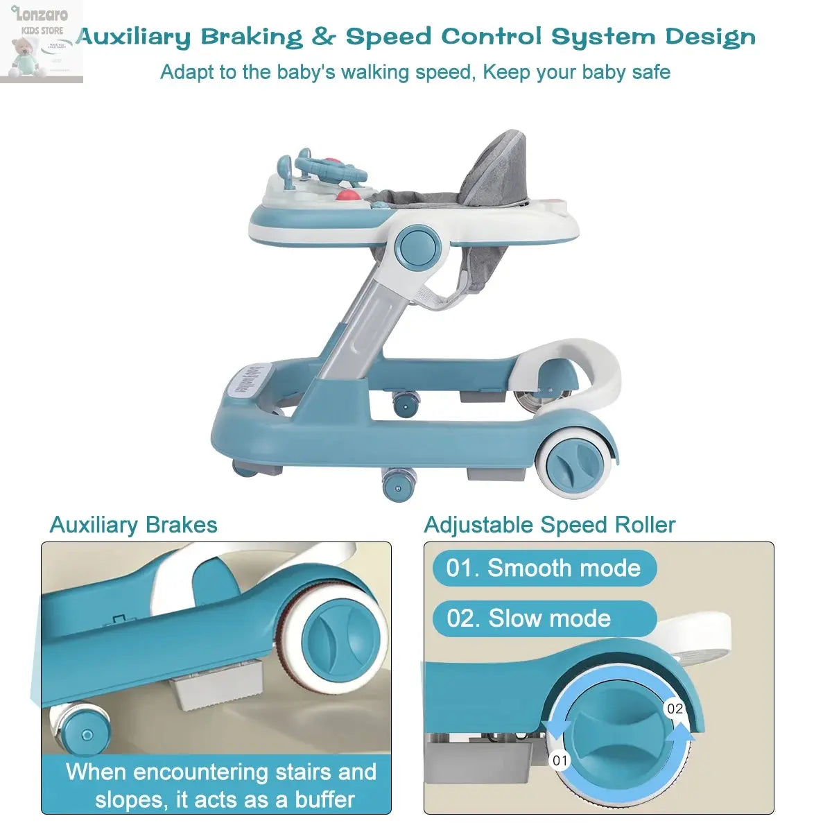 Opvouwbare Baby-Activiteitenloper en muzikale Lonzaro Kids