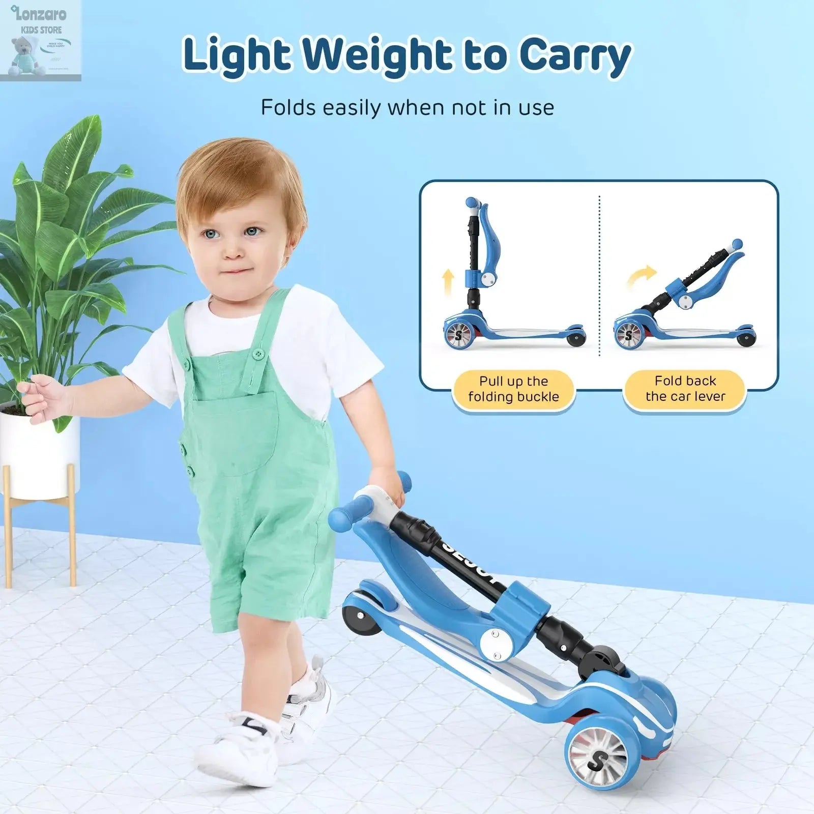 Peuters Scooter Vouwbare Driewieler voor Peuters - Lonzaro Kids