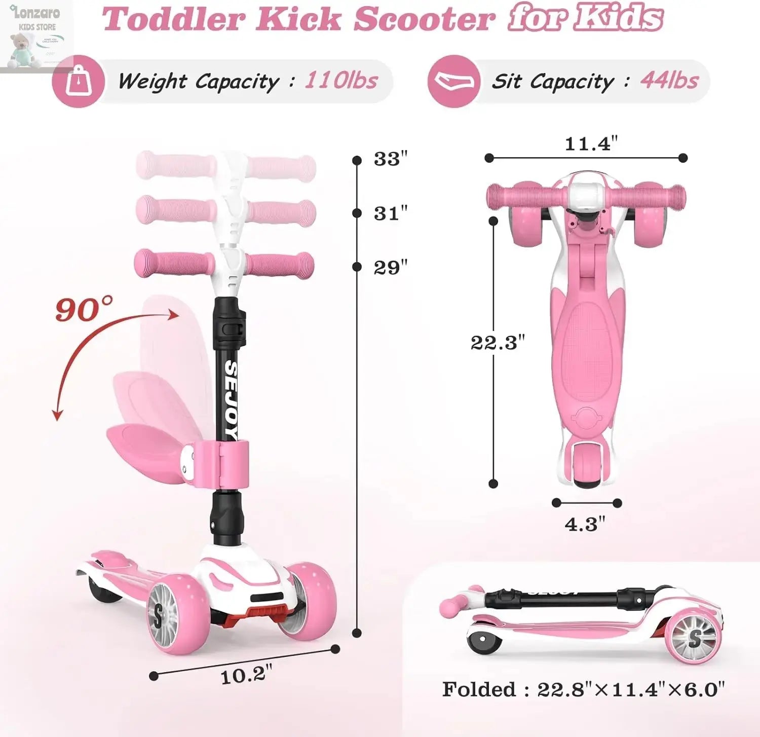 Peuters Scooter Vouwbare Driewieler voor Peuters - Lonzaro Kids