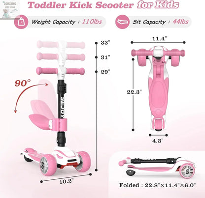 Peuters Scooter Vouwbare Driewieler voor Peuters - Lonzaro Kids