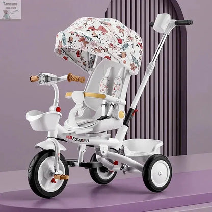 Portable Three-wheel Baby Stroller Foldable Three-wheel Baby Stroller for Children Seat Swivel Three-wheeled Children's Bicycle Lonzaro Kids