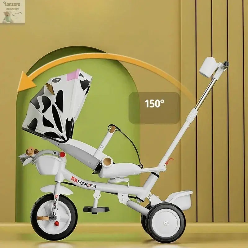 Portable Three-wheel Baby Stroller Foldable Three-wheel Baby Stroller for Children Seat Swivel Three-wheeled Children's Bicycle Lonzaro Kids