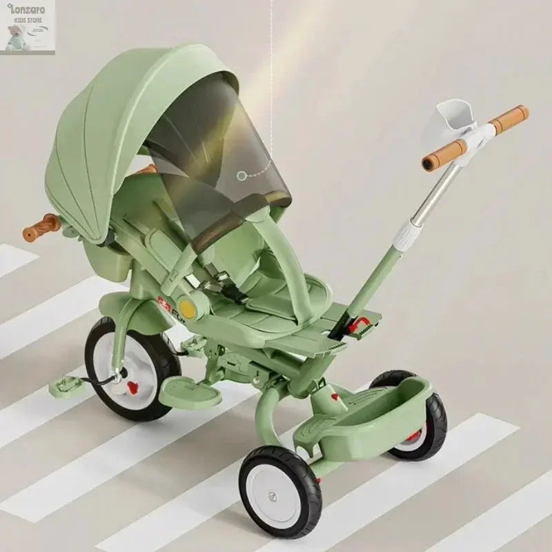 Portable Three-wheel Baby Stroller Foldable Three-wheel Baby Stroller for Children Seat Swivel Three-wheeled Children's Bicycle Lonzaro Kids