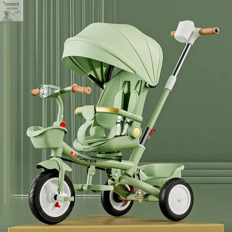 Portable Three-wheel Baby Stroller Foldable Three-wheel Baby Stroller for Children Seat Swivel Three-wheeled Children's Bicycle Lonzaro Kids