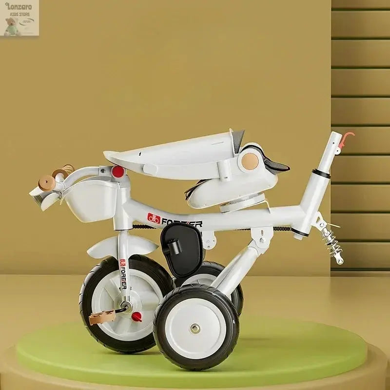 Portable Three-wheel Baby Stroller Foldable Three-wheel Baby Stroller for Children Seat Swivel Three-wheeled Children's Bicycle Lonzaro Kids