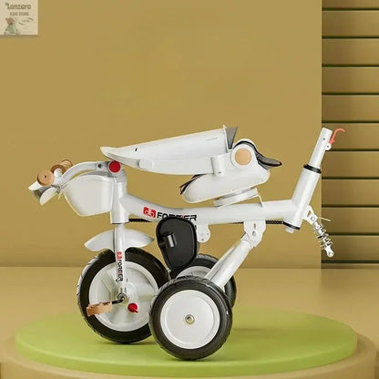Portable Three-wheel Baby Stroller Foldable Three-wheel Baby Stroller for Children Seat Swivel Three-wheeled Children's Bicycle Lonzaro Kids