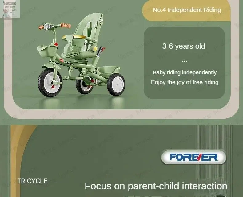 Portable Three-wheel Baby Stroller Foldable Three-wheel Baby Stroller for Children Seat Swivel Three-wheeled Children's Bicycle Lonzaro Kids