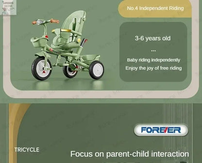 Portable Three-wheel Baby Stroller Foldable Three-wheel Baby Stroller for Children Seat Swivel Three-wheeled Children's Bicycle Lonzaro Kids